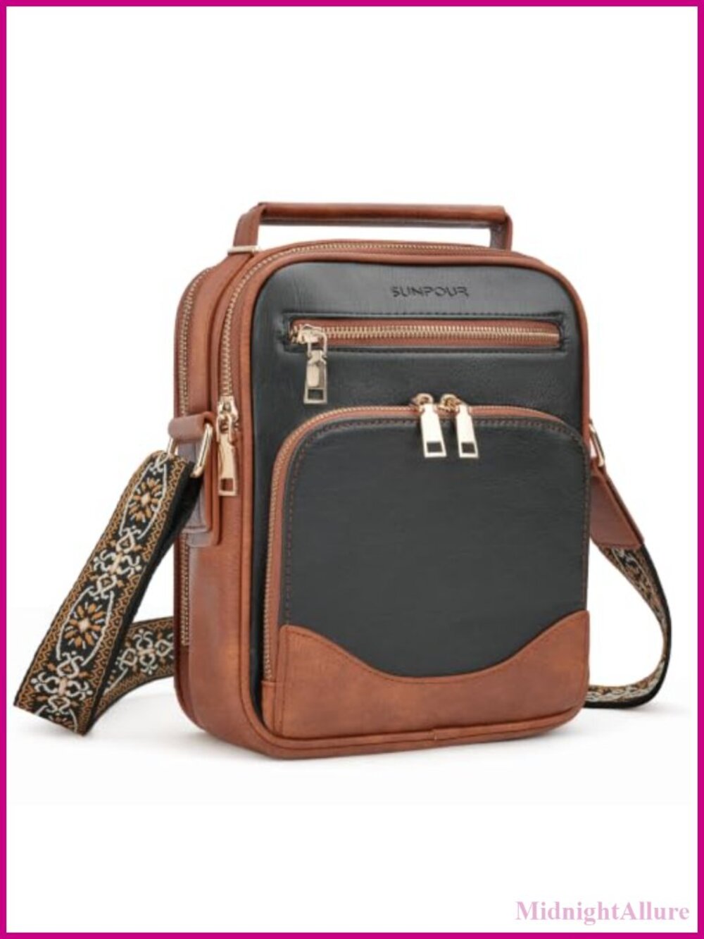 Large Crossbody Bag Built-in RFID Wallet Vegan Leather Purse